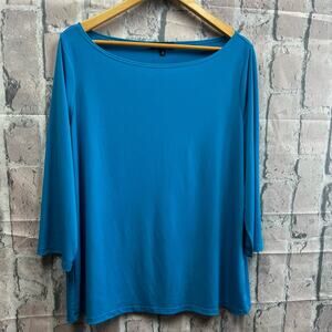 Slinky Brand Womens Tunic Blue Size 1X Polyester Blend